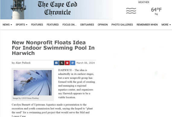 Screenshot of article about Upstream Aquatics at the Cape Code Chronicle